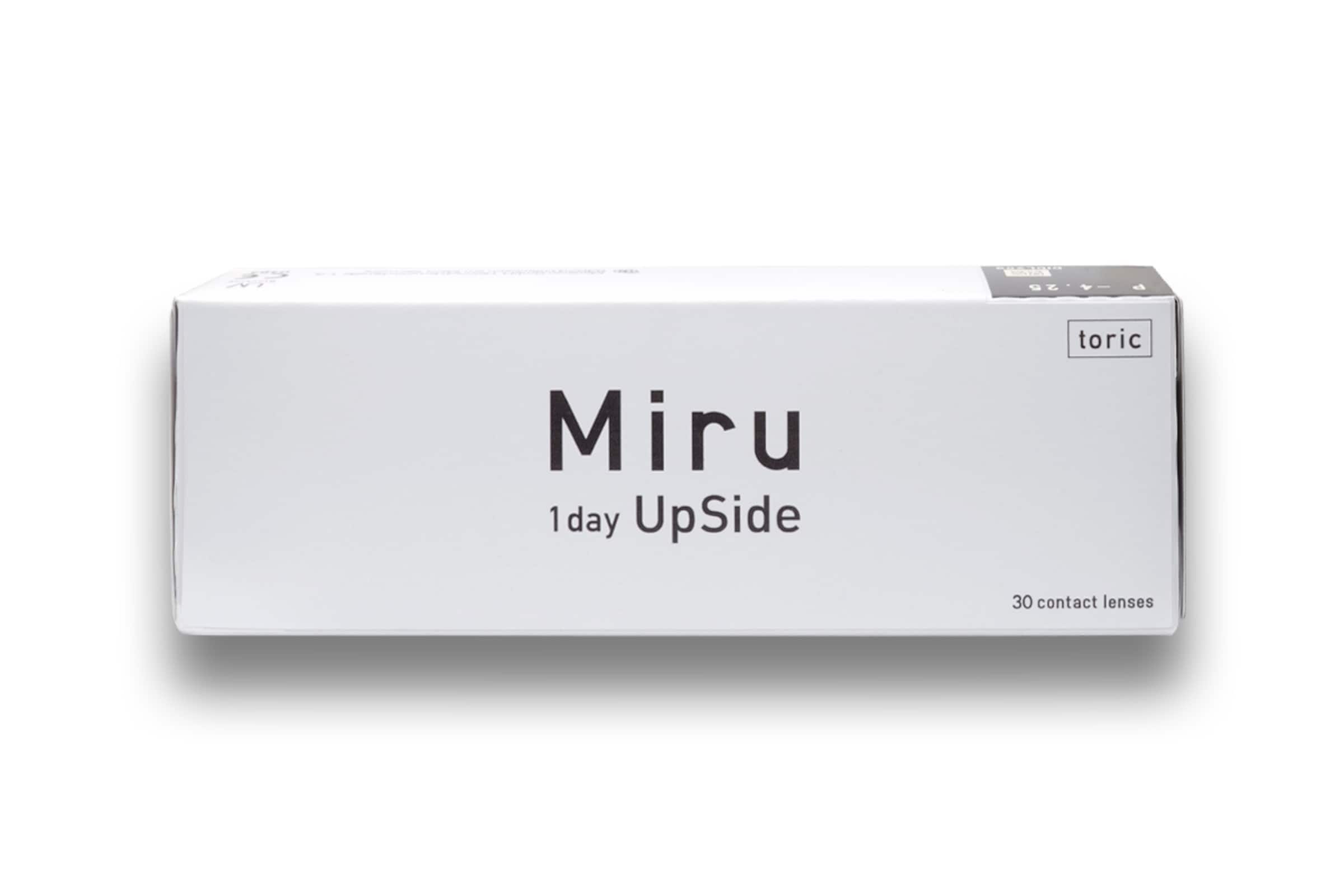 Menicon Miru 1day UpSide Toric (30er Packung) Tageslinsen (0 dpt, Zyl. -0,75, Achse 20 ° & BC 8.4) mit UV-Schutz